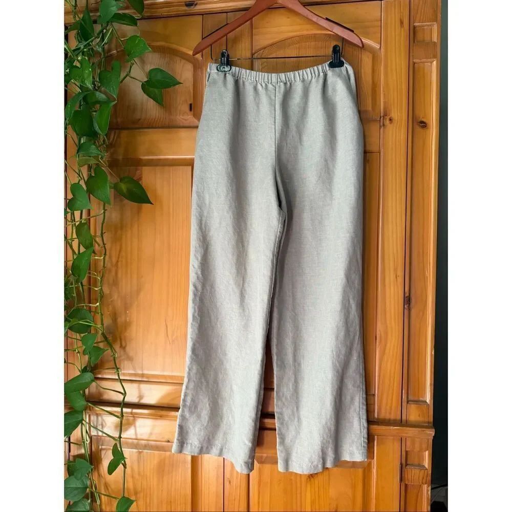 GW Elastic Waist Linen Blend Flowy Fit Pants SZ 14